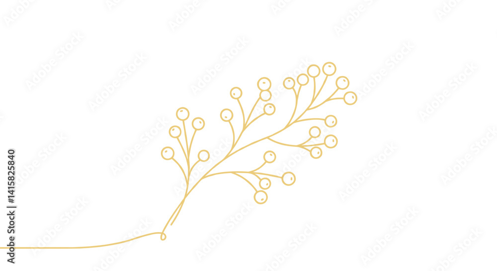 Good vector. Minimalistic branch illustration with yellow accents Good vector. Minimalistic branch illustration with yellow accents