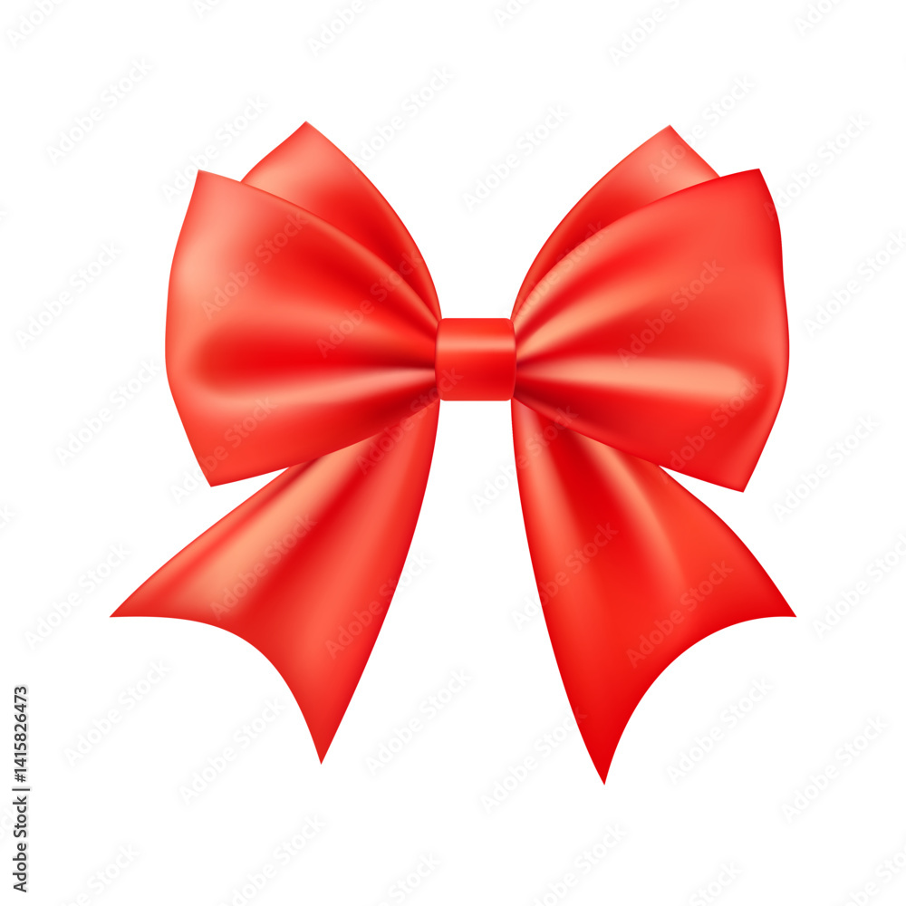 Fototapeta premium 3D Realistic red gift bow. Christmas, birthday and sale decoration.