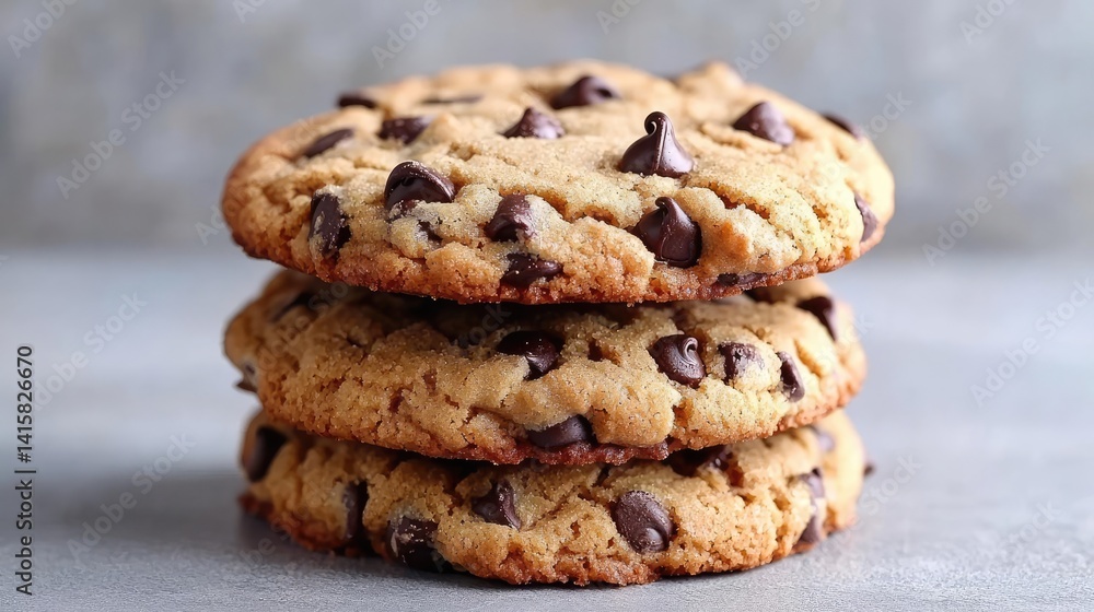Homemade chocolate chip cookies stacked high delicious sweet treat food photography Homemade chocolate chip cookies stacked high delicious sweet treat food photography