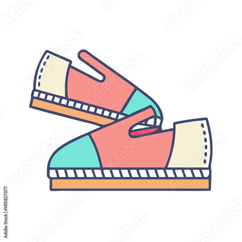 Pair of Stylish Coral and Mint Espadrille Shoes Summer Fashion Footwear