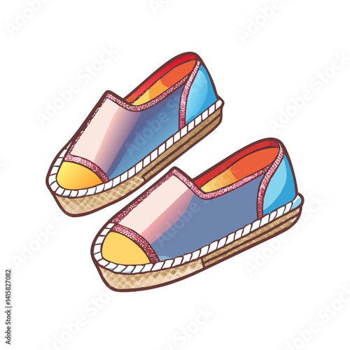 Colorful Summer Espadrilles Pair of Casual Shoes Beach Footwear
