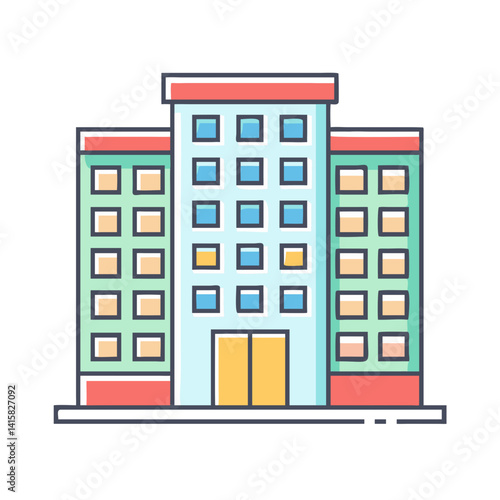 Modern Apartment Building Complex Cityscape Illustration Design
