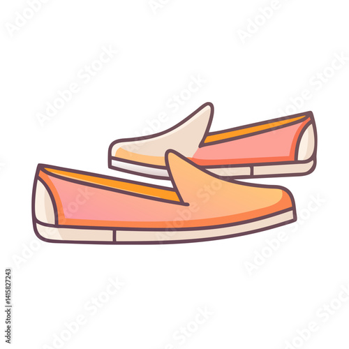 Pair of Stylish Peach Colored Slip On Canvas Loafers Shoes for Women Fashionable Comfortable Footwear
