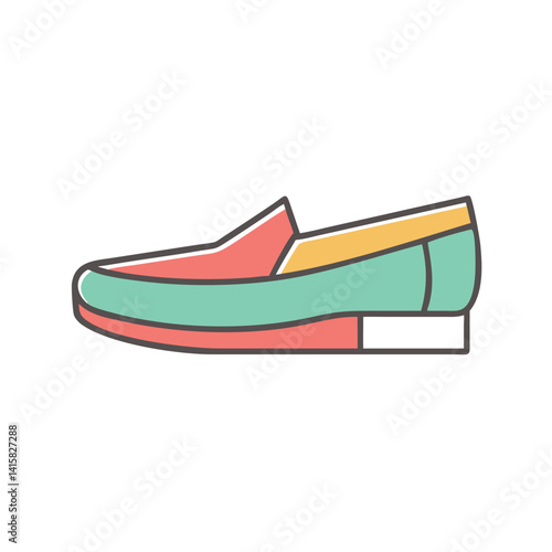 Stylish and Comfortable TriColor Loafer Shoe Design Illustration