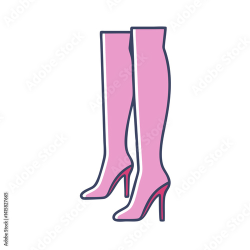 Pair of Pink High Heeled Boots Fashion Illustration
