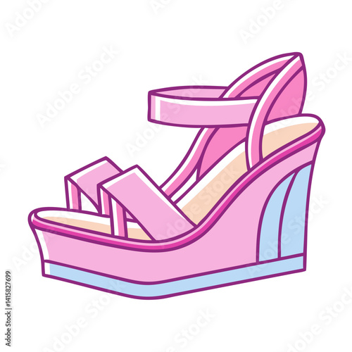 Pink  Stylish Summer Wedge Sandal for Women Fashionable Footwear