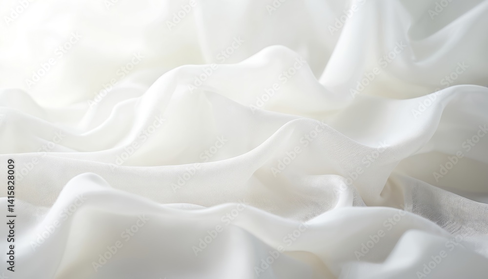 Elegant white tulle fabric flowing. Home textile design. Wedding dress material. Delicate, sheer texture, romantic. Bridal fashion decor background. Soft, airy, light, dreamy backdrop for design Elegant white tulle fabric flowing. Home textile design. Wedding dress material. Delicate, sheer texture, romantic. Bridal fashion decor background. Soft, airy, light, dreamy backdrop for design