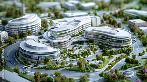 Obraz na płótnie Modern Architectural Complex Aerial View w salonie