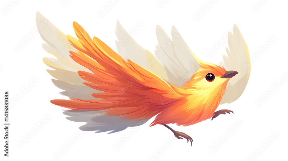 Obraz premium A vibrant bird with fiery orange and white plumage perfect for fantasy nature and mythical t