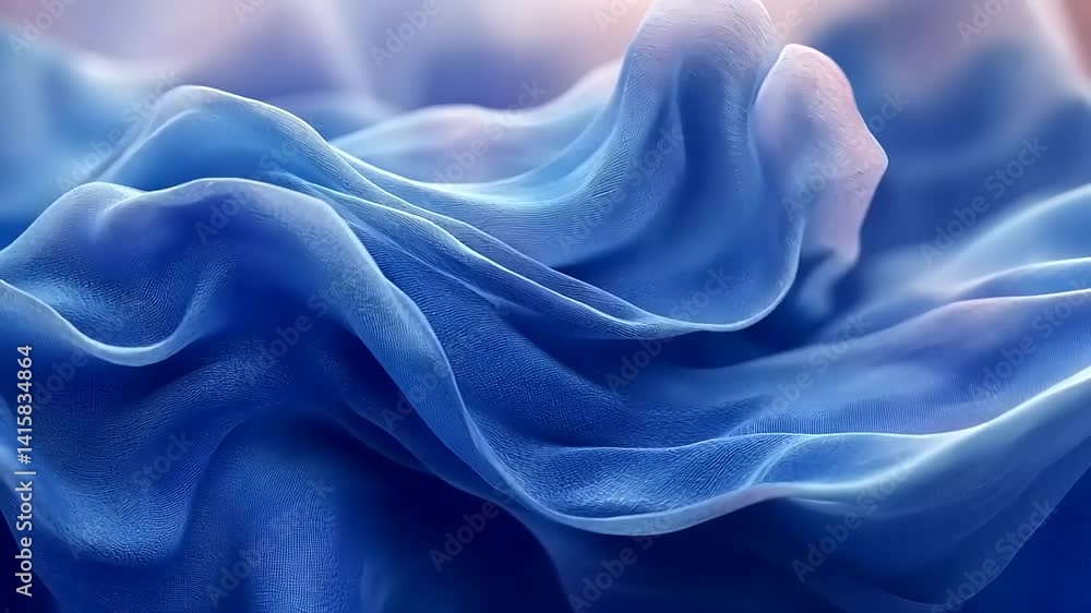 Fluid, flowing, vibrant blue fabric Fluid, flowing, vibrant blue fabric