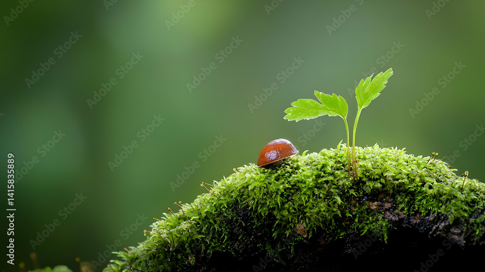 Small Sprout On Mossy Ground