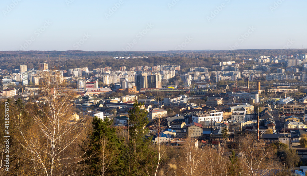 Panorama of the industrial area of Lviv in the morning