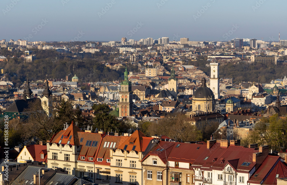 View of the center of the old city of Lviv