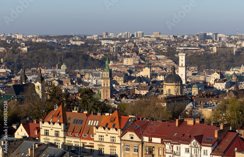 Obraz na płótnie View of the center of the old city of Lviv w salonie
