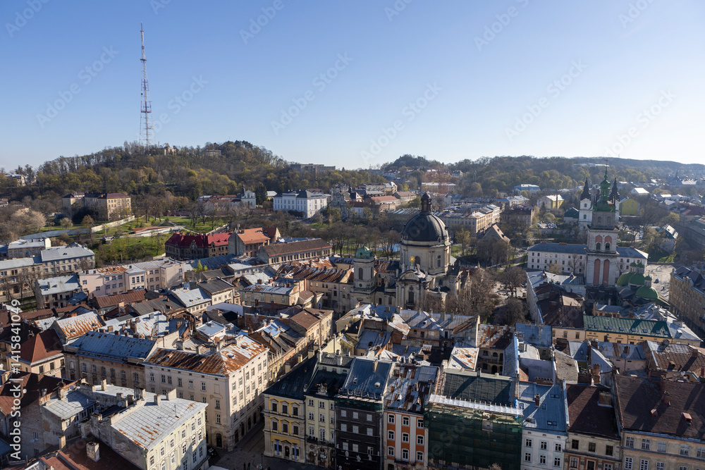 View of the center of the old city of Lviv