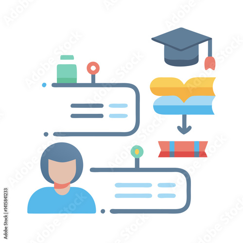 Personalized Learning Path Icon with Black Background Design