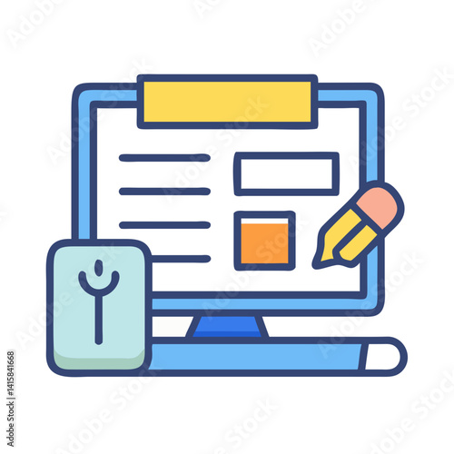 Website Design and Development Process with Mouse and Pencil