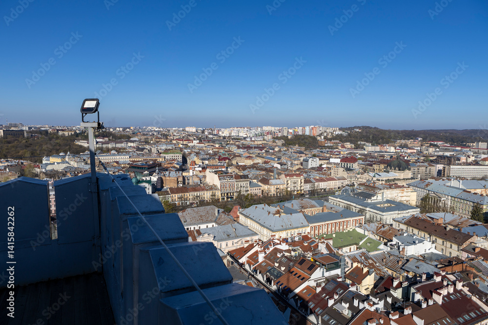 View of the center of the old city of Lviv from the city hall