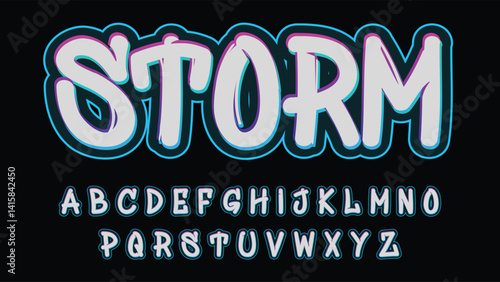 Neon outline brush bold font