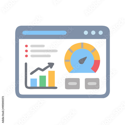 Dashboard web interface with performance tracking illustration icon