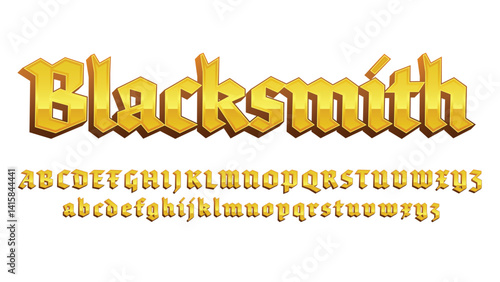 3d RPG logo display golden isolated font