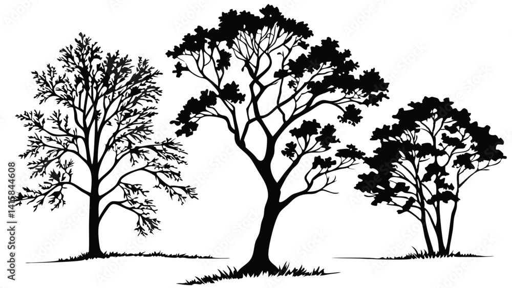Fototapeta premium Black silhouette graphics trees 