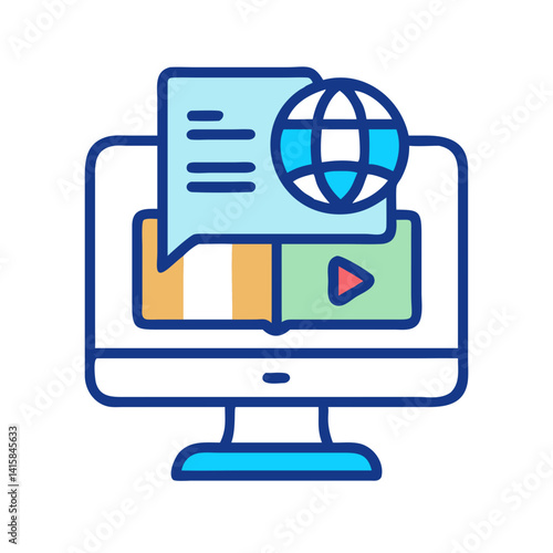 Online video communication and internet concept illustration vector