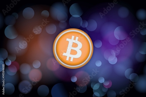 Obraz na płótnie images of the bitcoin-btc logo on a digital background. 3d illustrations. w salonie