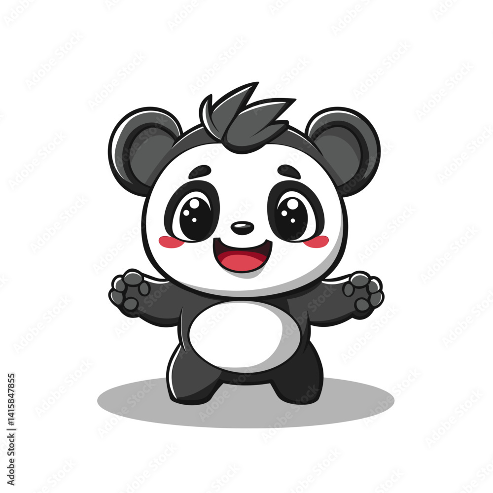 Naklejka premium Panda Hugging Cute Illustration Vector Isolated Mascot Art 