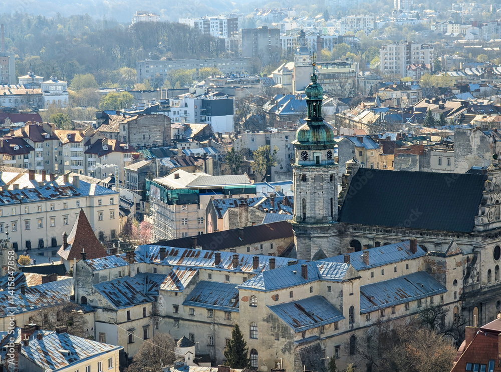 View of the center of the old city of Lviv
