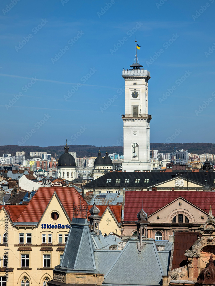 View of the center of the old city of Lviv