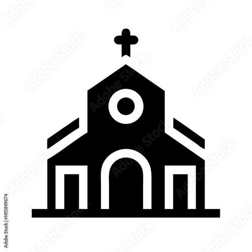 black church building icon isolated on white background
