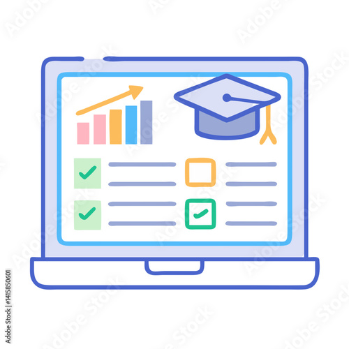 Online education platform with statistics and graduation hat