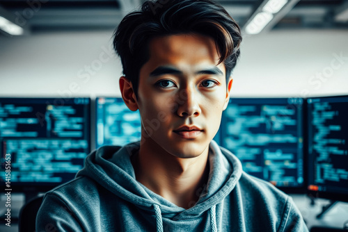 Focused Programmer in Coding Environment
