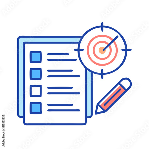 Goal setting with checklist and target concept illustration