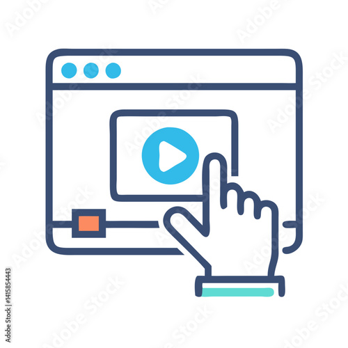 Online video platform with hand cursor vector illustration