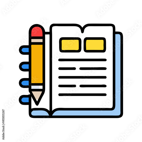Pencil and Notepad Icon: Writing, Note Taking Concept