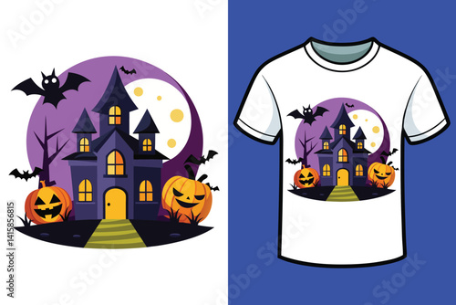 Halloween t-shirt design illustration cat witch 