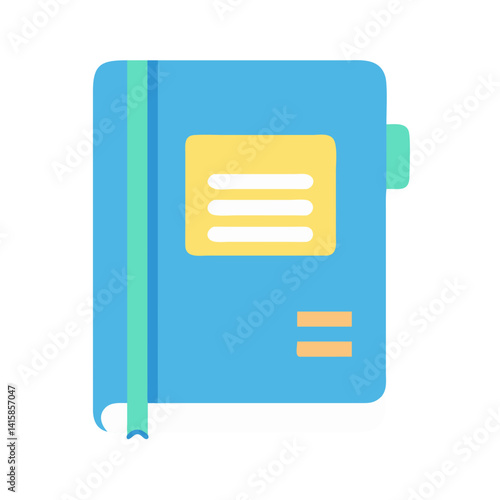 Blue Journal with Label Illustration on Black Background