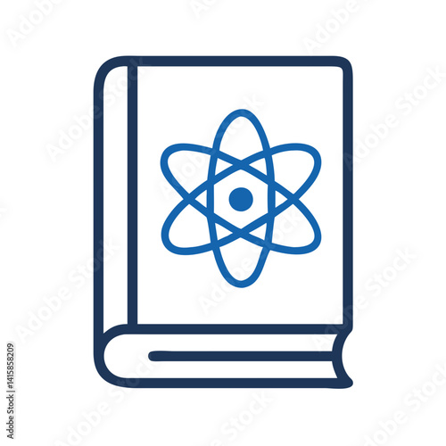 Science textbook with atom symbol for education concept