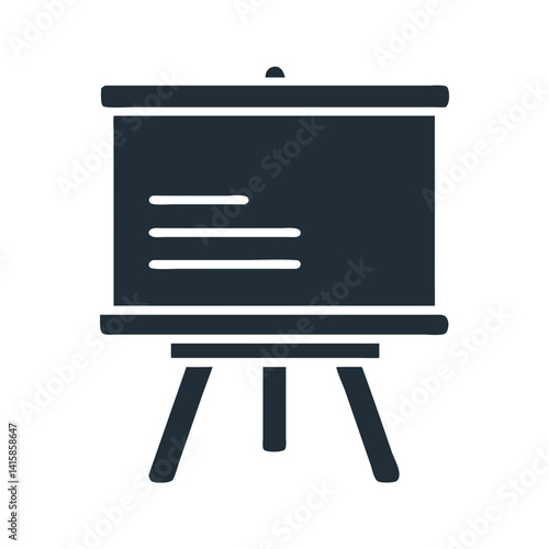 Presentation board icon on black background for business