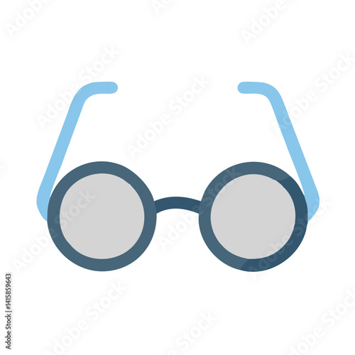 Round Glasses Vector Illustration on Black Background, Eye Care