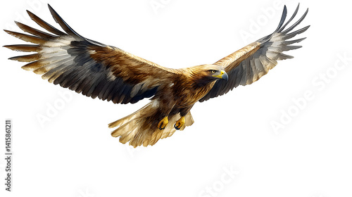 A high-definition, realistic golden eagle illustration, isolated on a white background