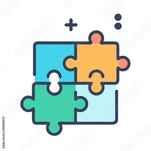 Four Colorful Jigsaw Puzzle Pieces Together for Success