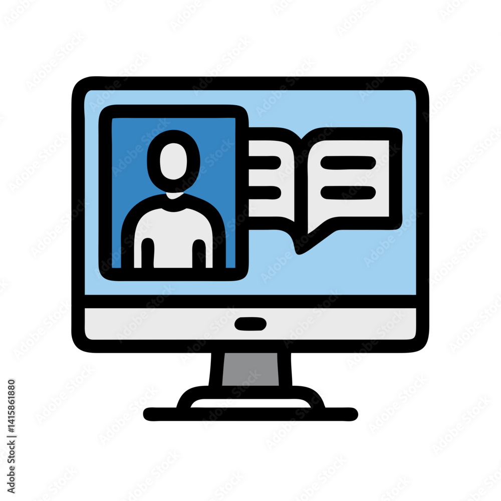 Online learning or digital meeting on computer screen Online learning or digital meeting on computer screen