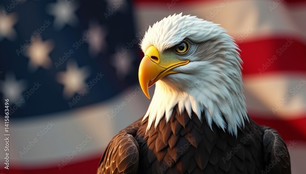 Naklejka premium eagle against the American flag while celebrating Independence Day