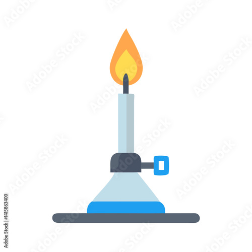 Bunsen burner illustration, laboratory equipment for science, chemistry