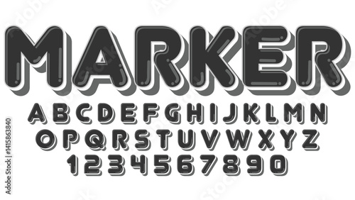 Bold black marker rounded isolated font