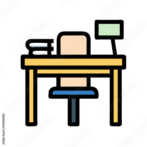 Colorful Minimalist Desk Setup Vector Illustration Isolated