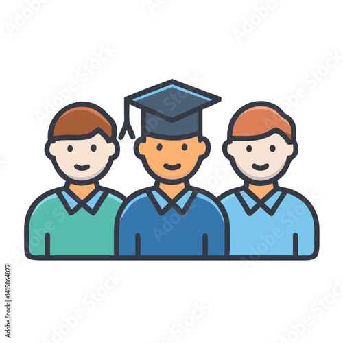 Graduation Celebration: Happy Graduates with One in Graduation Cap